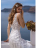 Ivory Beaded Floral Lace Tulle Wedding Dress